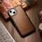iCarer Leather Oil Wax case covered with natural leather for iPhone 14 Plus brown (WMI14220719-TN)