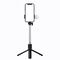 Selfie stick WH1YXS telescopic tripod 1m with round lamp and phone holder - black