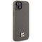 DKNY Leather Pattern Metal Logo MagSafe Case for iPhone 15 Plus / 14 Plus - Brown