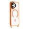 iPhone 17 Case with Adjustable Crossbody Lanyard and MagSafe Compatible Camera Frame as a Stand - Orange