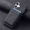 Synthetic Leather iPhone 17 Case with Detachable MagSafe Compatible Card Holder - Black