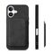 Synthetic Leather iPhone 17 Case with Detachable MagSafe Compatible Card Holder - Black