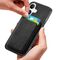 Synthetic Leather iPhone 17 Case with Detachable MagSafe Compatible Card Holder - Black