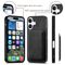 Synthetic Leather iPhone 17 Case with Detachable MagSafe Compatible Card Holder - Black