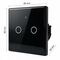 Qoltec 52712 Smart Touch 2-Gang Light Switch | Wi-Fi | Timer | Tuya | Smart Life | Tempered Glass | Black